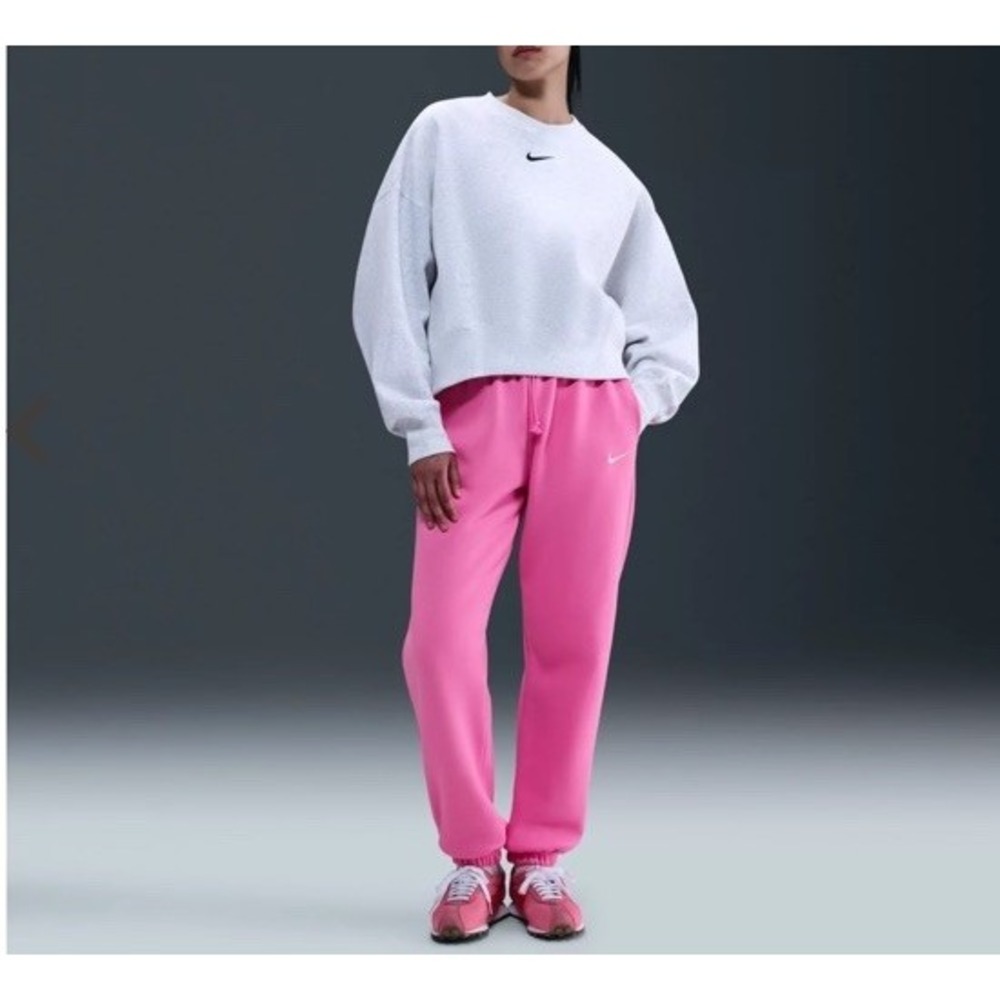 Nike Women's Sportswear Pink Fleece High-Waisted Oversized Sweatpants Size XS
